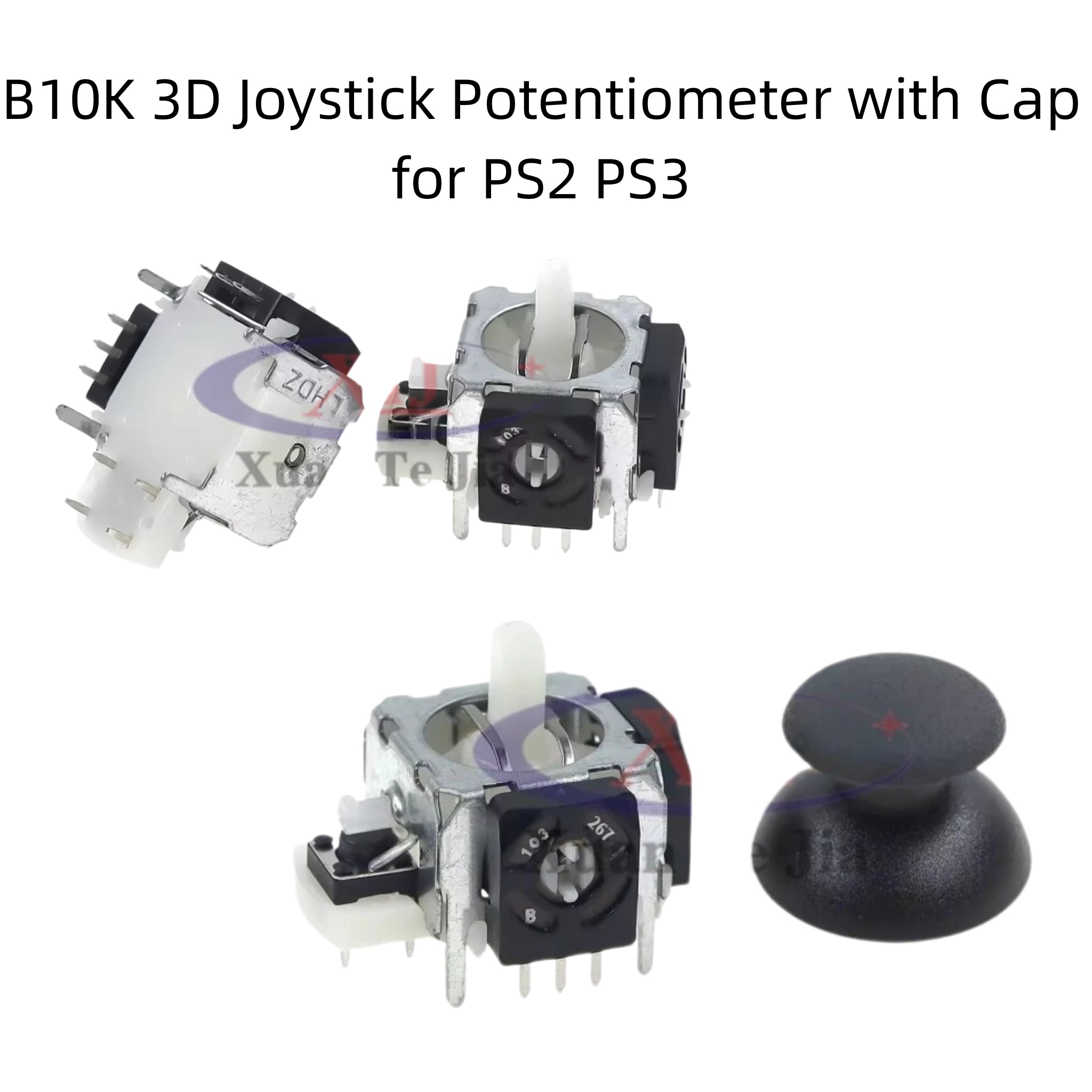 Potentiometer 10K - 10Kポテンショメーター、ジョイスティックスイッチB10K 103、キャップ付き、PS2/PS3ゲームコントローラー用3Dアナログジョイスティック。