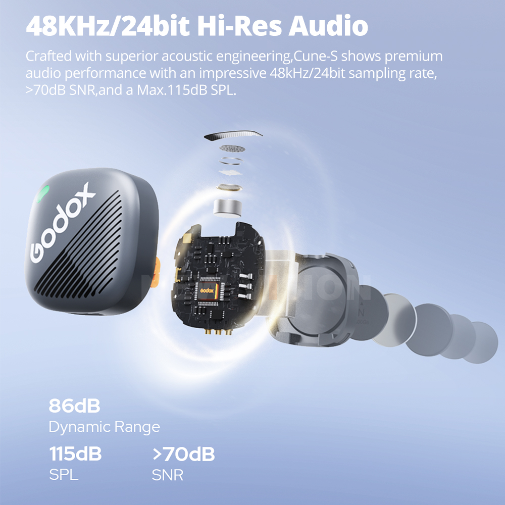 Microphone Capsule - Godox Cube-S 2.4GHzワイヤレスマイクシステム 全新タイムカプセルデザイン 300M安定伝送 Vlog撮影、ライブストリーミングに最適