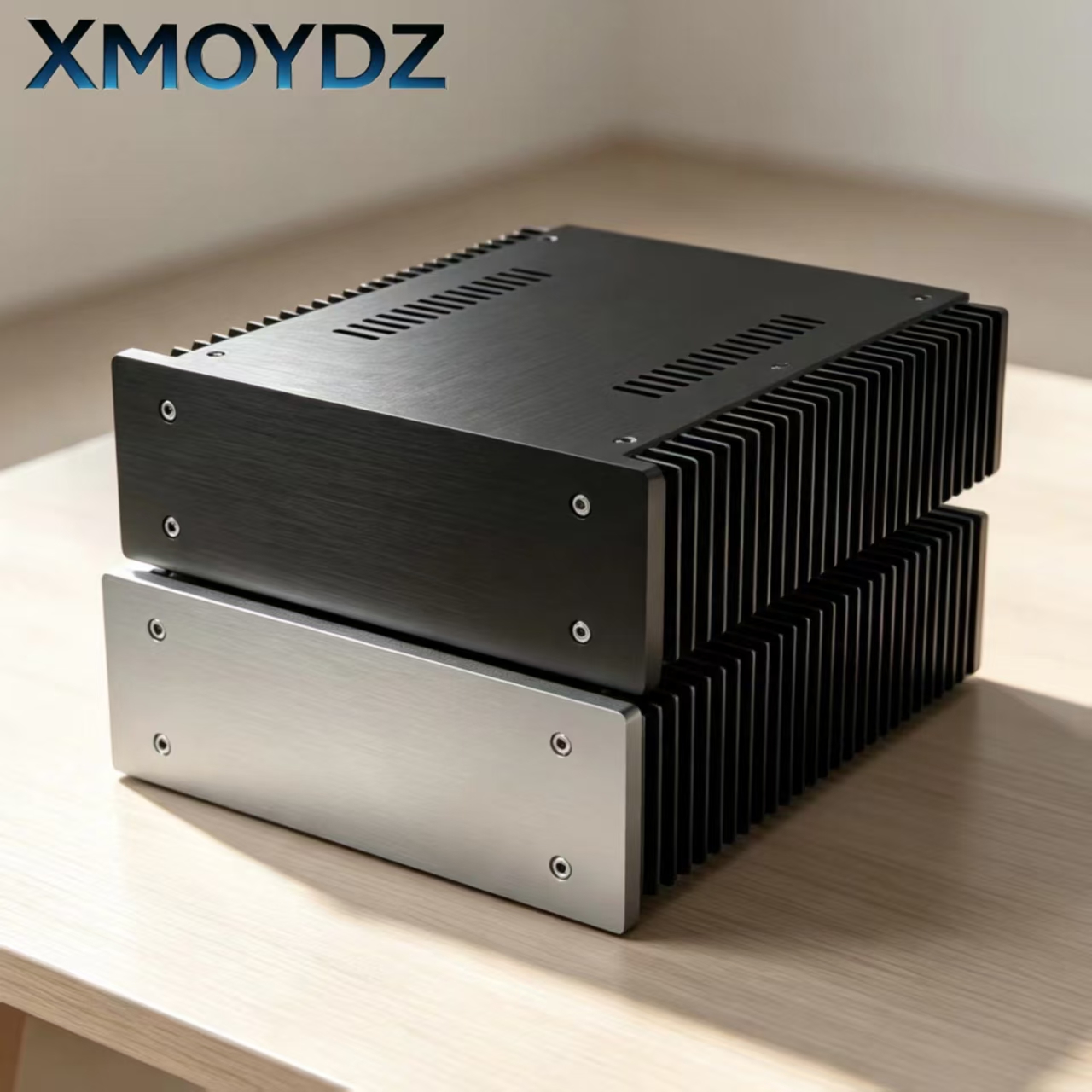 Speaker Enclosure - 両面ヒートシンク付きオールアルミ製HiFiアンプシャーシ DIYエンクロージャー パワーアンプ ヘッドホンアンプ プリアンプ DACデコーダーボックス用