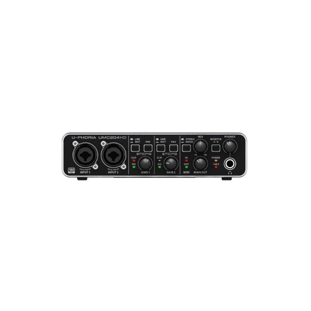 Audio Interface - 外部サウンドカード録音 2x4、24ビット/192kHz USBオーディオ/MIDIインターフェース Midasマイクプリアンプ搭載 UMC204HD