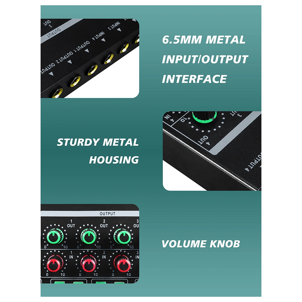 Audio Interface - (MEOF) -LQ04 4チャンネルミキサー 4チャンネルヘッドフォンアンプ サウンドカードミキサー DJミキサー付き録音インターフェース