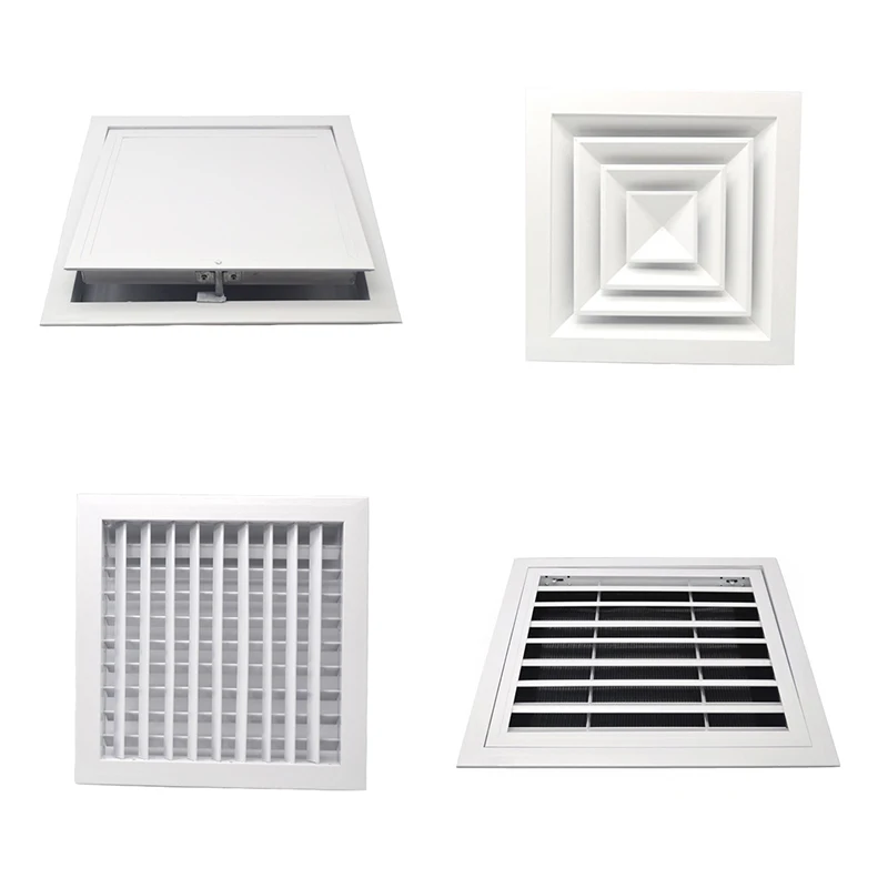 Ventilation Grille Aluminum - ホワイトエアベントグリルアルミ合金エアグリル空気供給リターンディフューザーHVACダクト換気ルーバーカバー正方形245-450mm