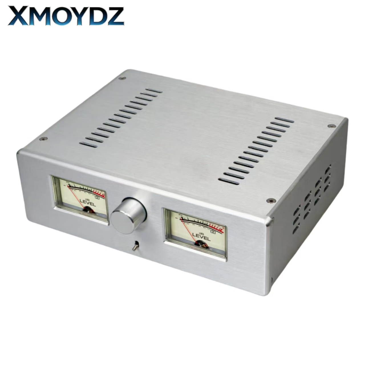 Speaker Enclosure - 全アルミニウム合金製アンプシャーシ2608。内蔵デュアルVUメーター付き。DIYハイファイ・プリアンプ、ヘッドホン用パワーアンプ、オーディオエンクロージャーケース。