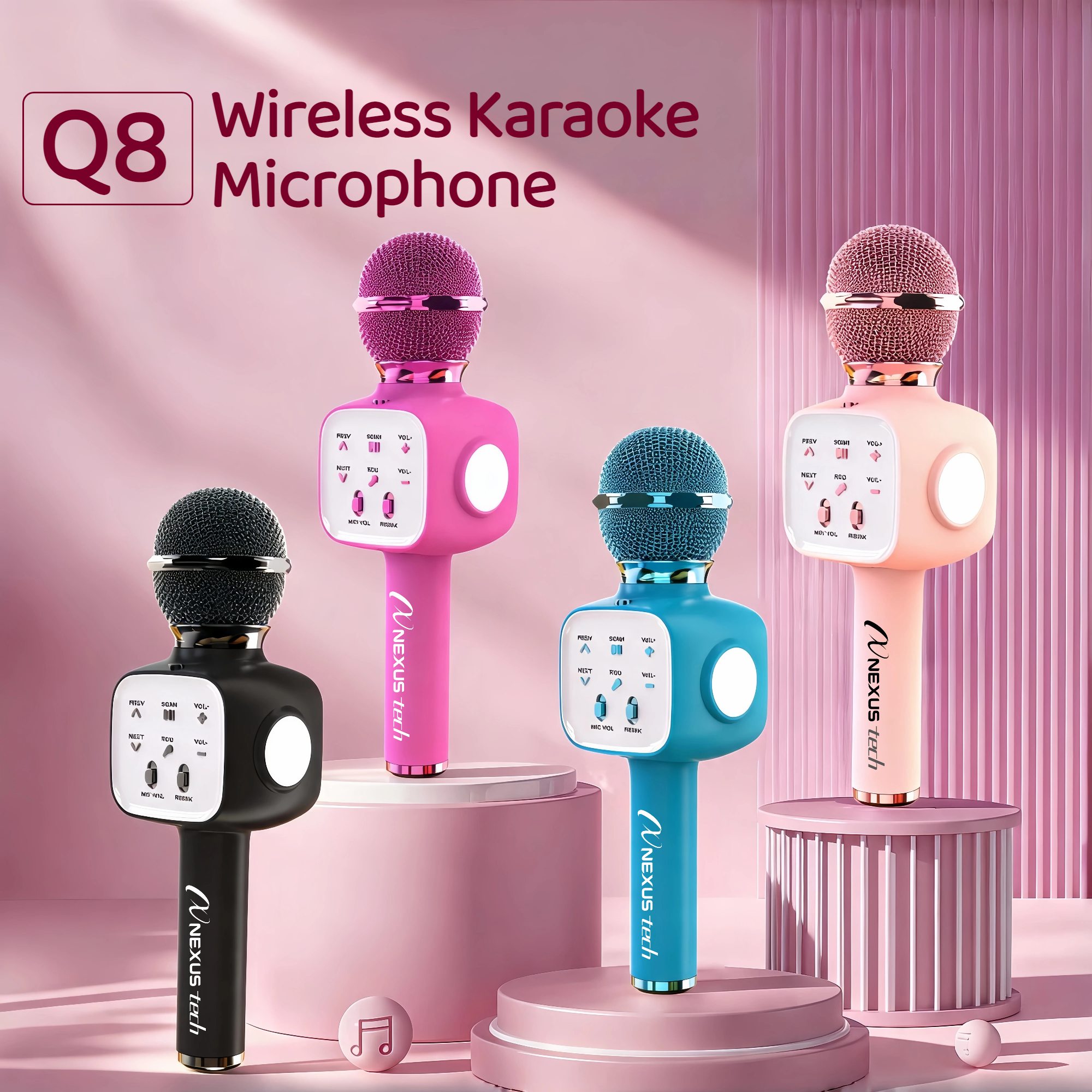 Microphone Capsule - ワイヤレスBluetooth 5.2対応カラオケマイク、ポータブルスピーカー、ボイスチェンジャー、RGB LED搭載、高級感のあるパーティーエンターテイメント用、歌うための機器、TWS対応、子供から大人まで楽しめるギフト。