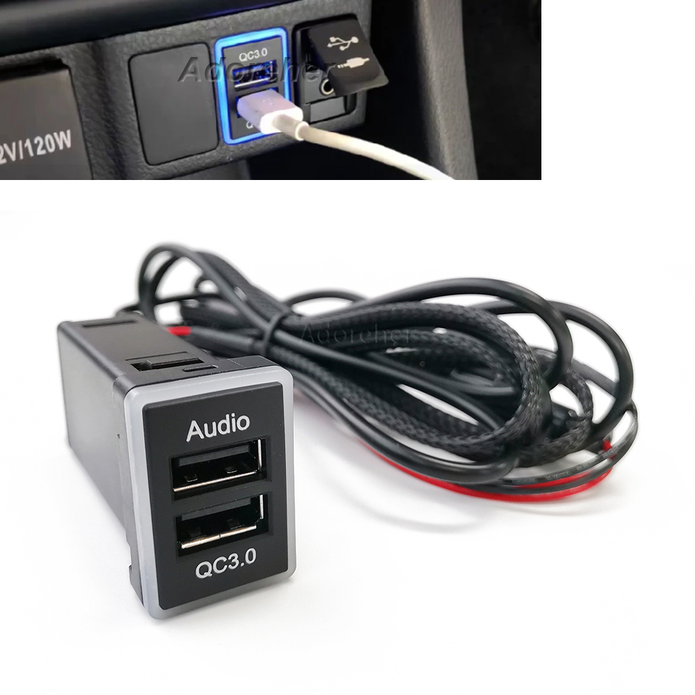 Audio Interface - 1Pc 高速車の充電器オーディオ QC3.0 USB インターフェースデュアルソケットポートアダプタランドクルーザー LC200