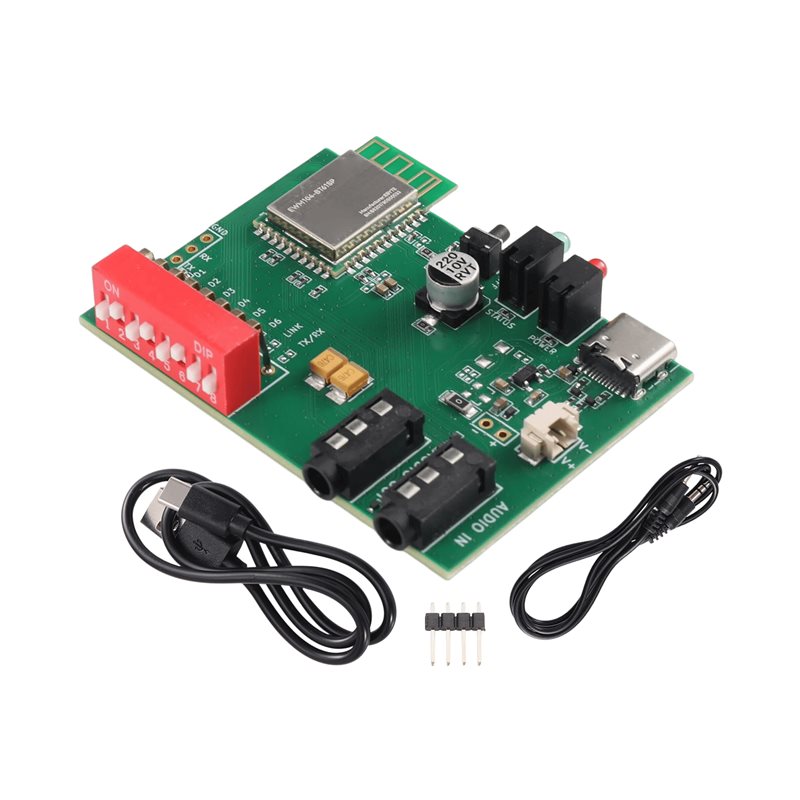 Audio Interface - A97I-EWT104-BT61SP Bluetoothオーディオ開発ボード。デュアル3.5mm AUX入力インターフェース、BLE5.4オーディオデータ伝送、ブロードキャストモジュール。