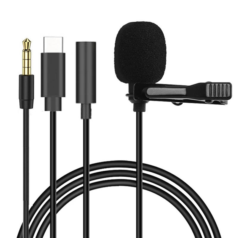 Microphone Capsule - 1.5mミニポータブルラベリアマイクコンデンサークリップオンラペルマイク有線USB 3.5mmタイプCマイク、ラップトップPC、デジタル一眼レフカメラ用