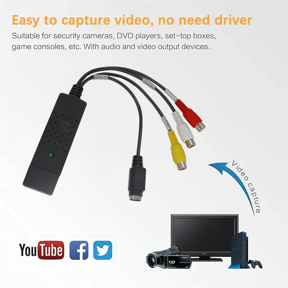 USB2.0 オーディオビデオキャプチャカード TV チュー - Audio Cable Rca のレビューと価格