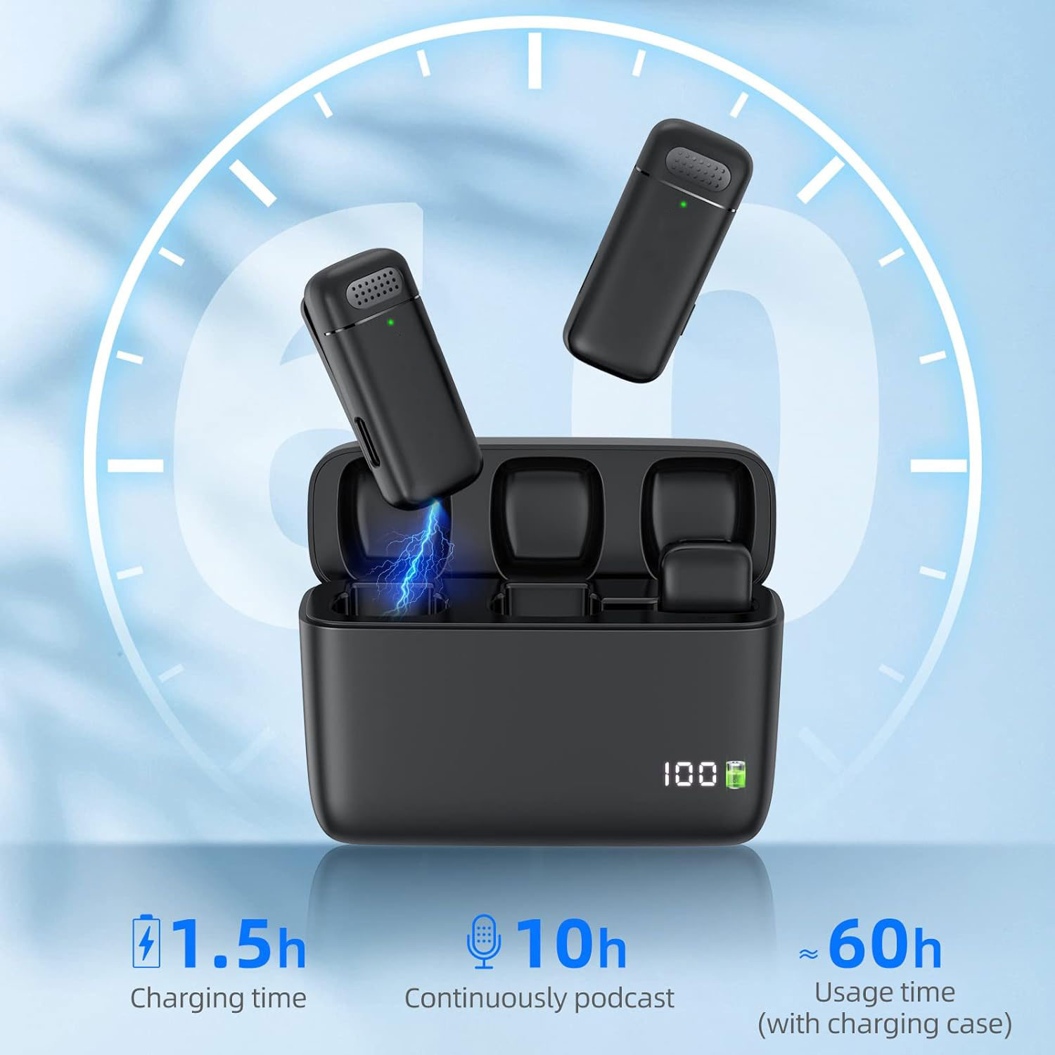 2個パック ワイヤレスラベリアマイク 充電ケース付き、Typ - Microphone Capsule のレビューと価格