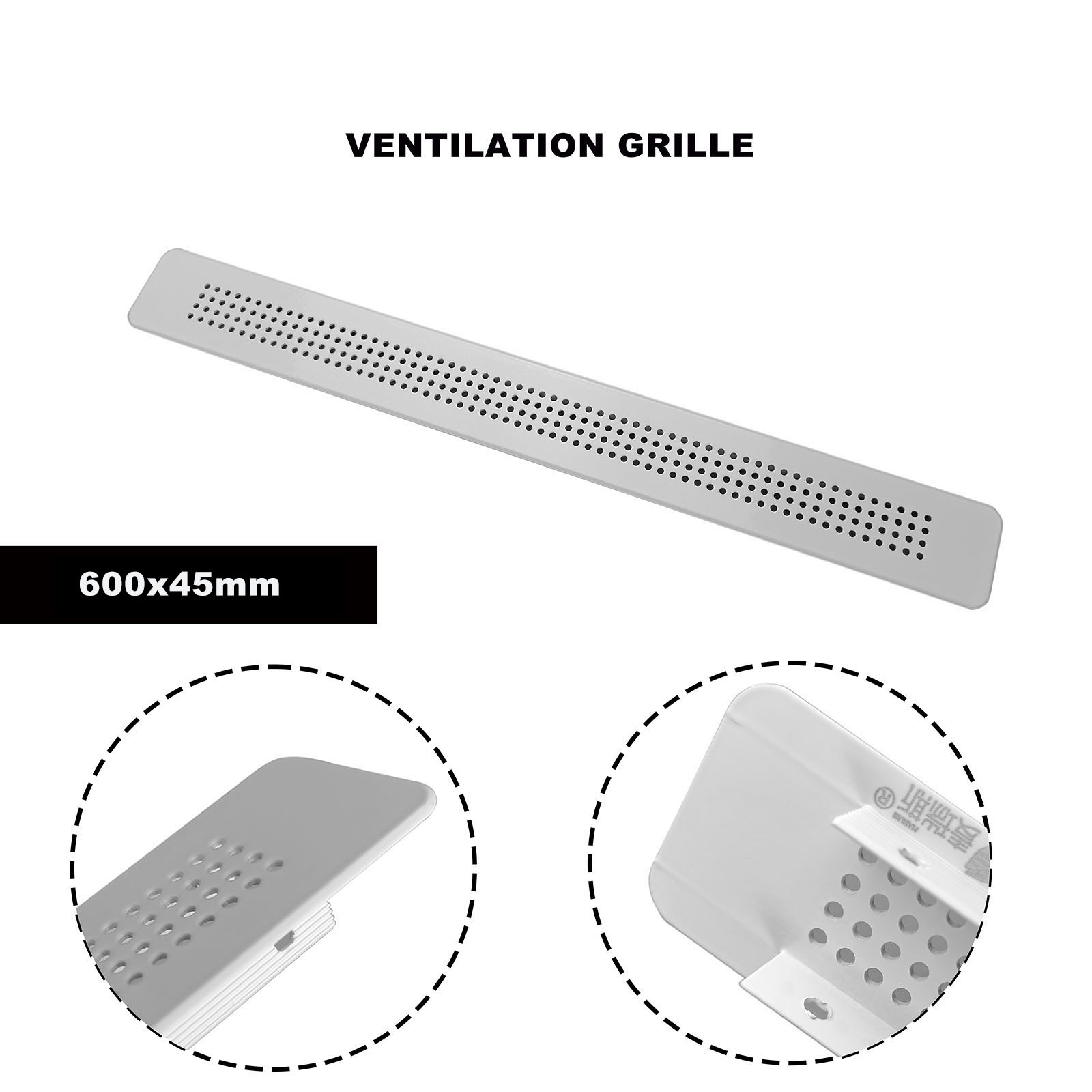 換気グリル 窓枠用金属換気グリル 换気穴カバー 600x45 - Ventilation Grille Aluminum のレビューと価格