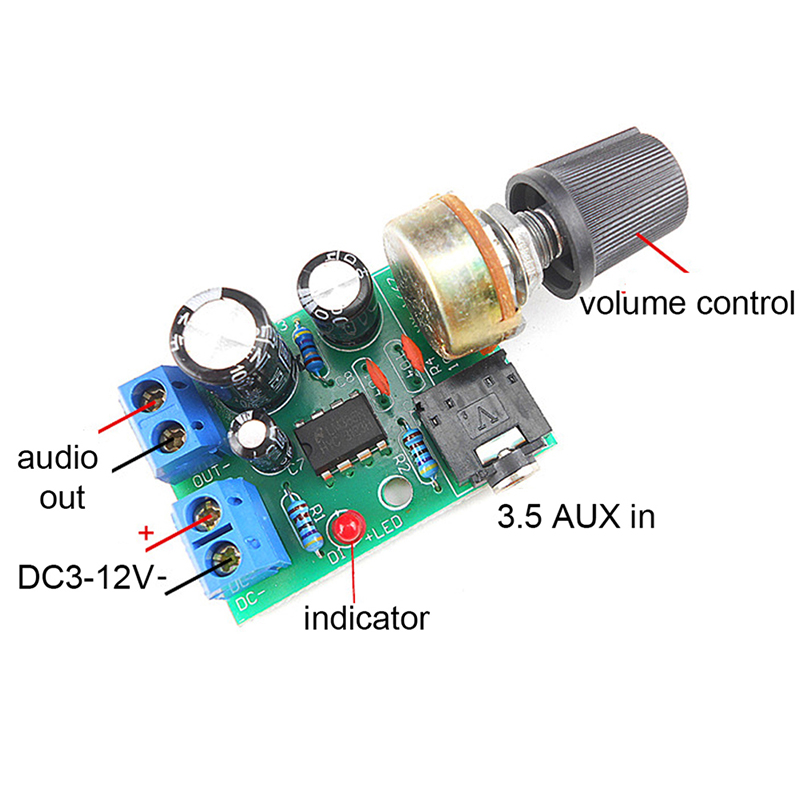 LM386 オーディオアンプボード モノラル 3.5mm D - Volume Control Board のレビューと価格